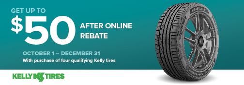 Kelly 4 Tire up to $50 PrePaid Visa Card Mail in Rebate 10/01/2024 through 12/31/2024 rebate